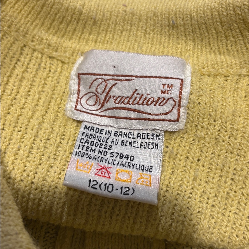 golden yellow vintage 90s 80s preppy button up grandmacore cardigan - Picture 7 of 7